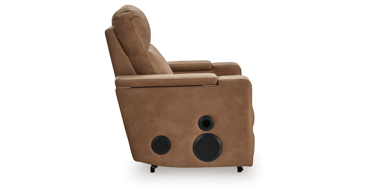 Lorrenton Caramel Power Glider Recliner with Audio System by Ashley at Eve Furniture