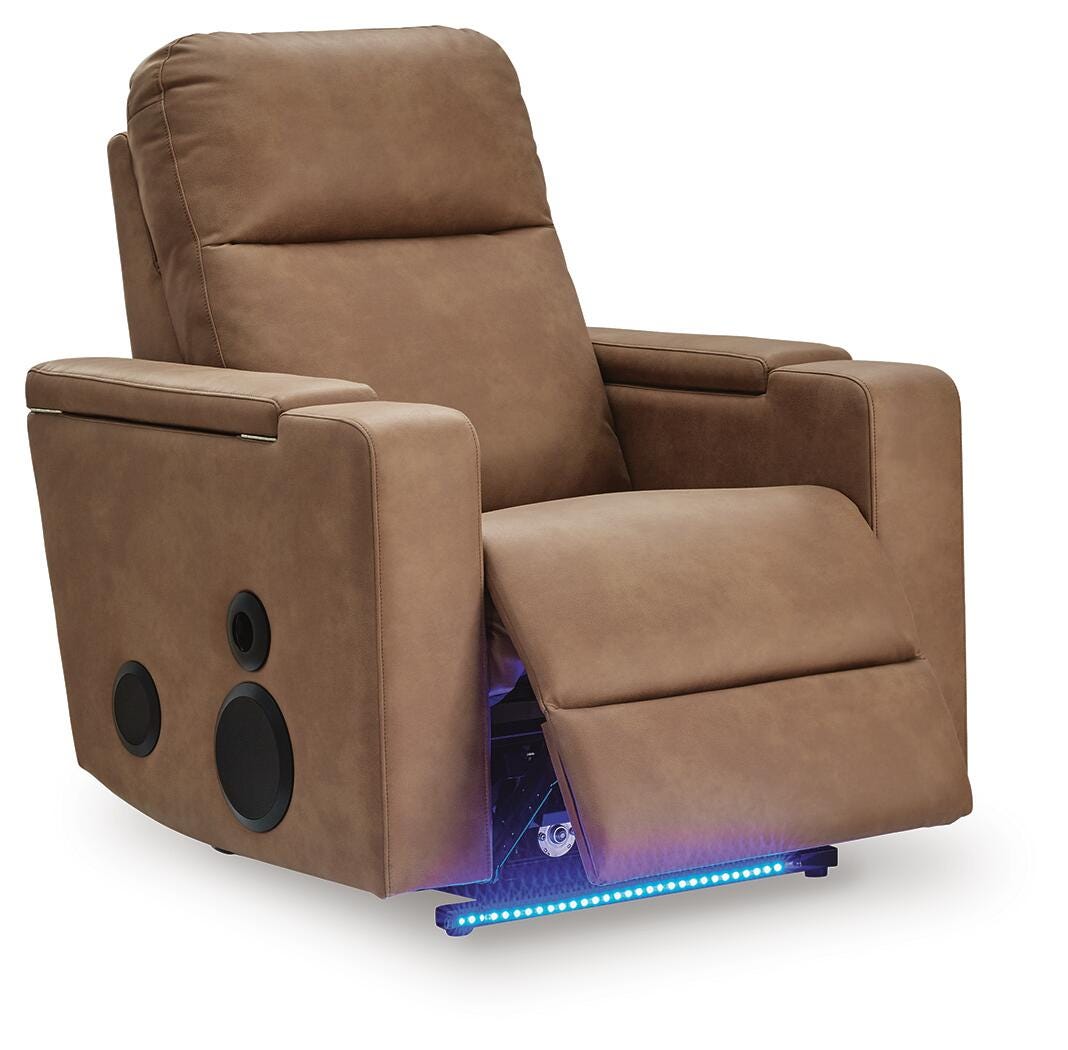 Lorrenton Caramel Power Glider Recliner with Audio System by Ashley at Eve Furniture