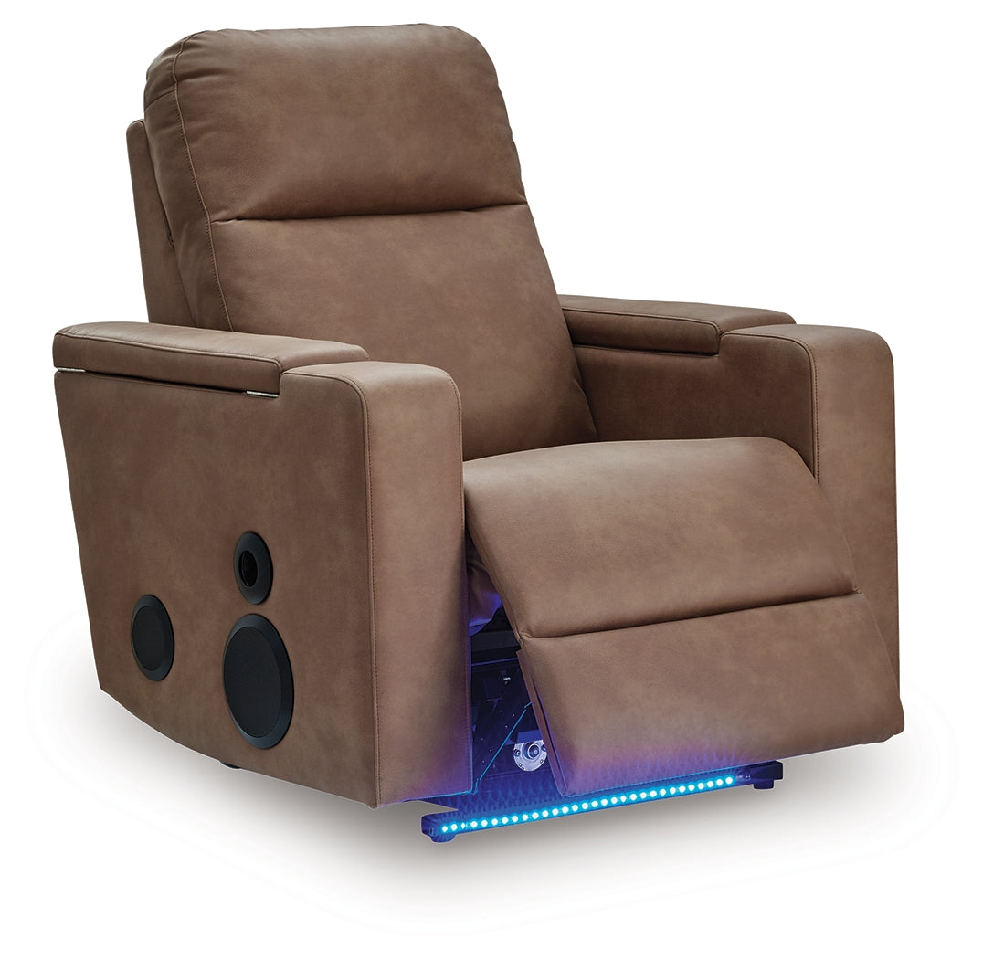 Lorrenton Caramel Power Glider Recliner with Audio System by Ashley at Eve Furniture
