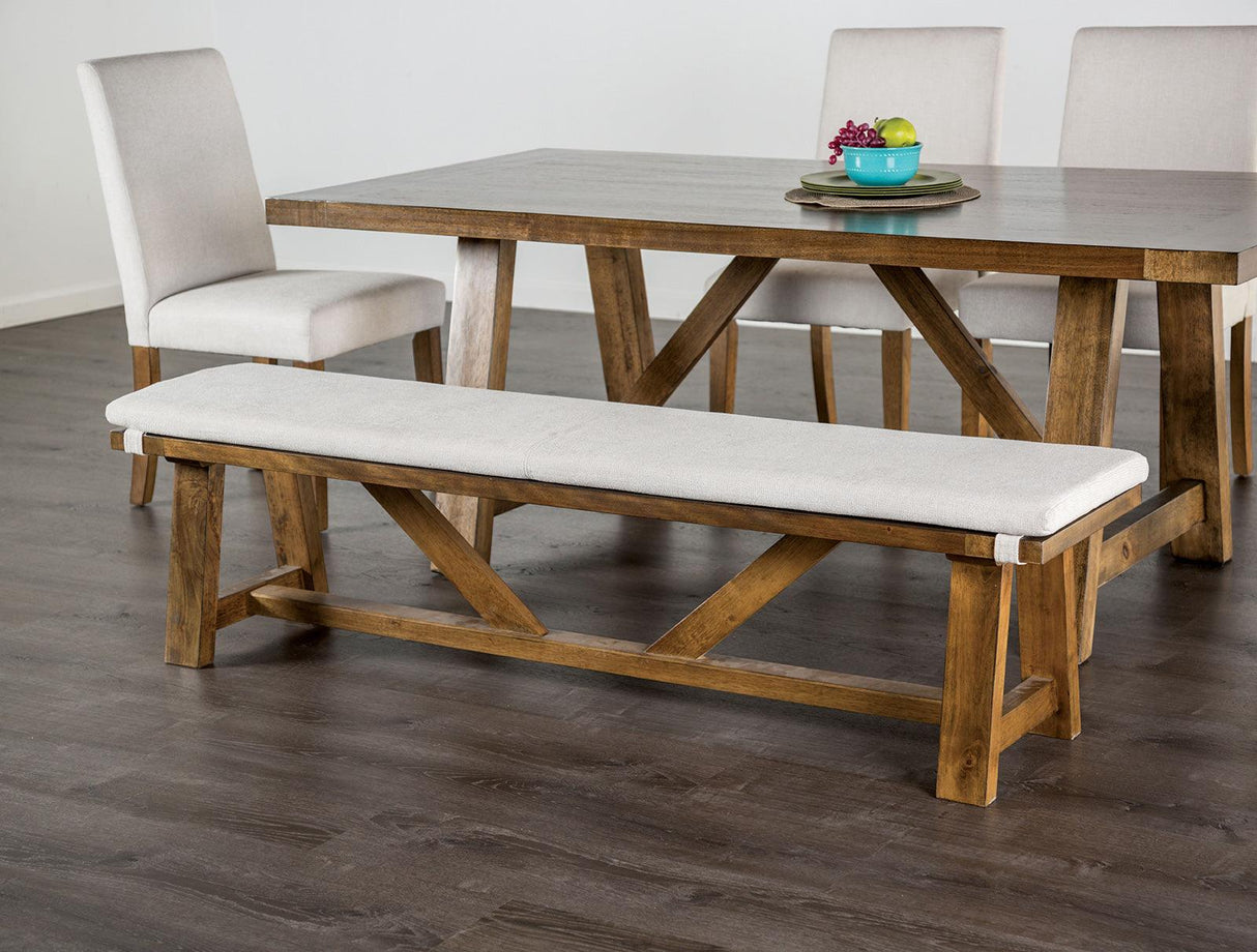 Losone Brown/White Bench w/ Cushion by Furniture of America at Eve Furniture