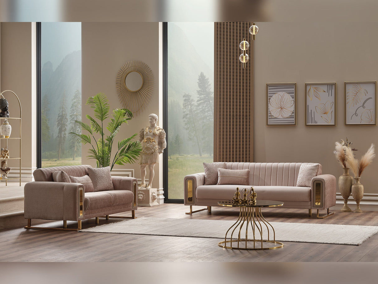 Lotus 3-pieces (Sofa & Loveseat & Chair) Livingroom Set Cream by Furnia at Eve Furniture