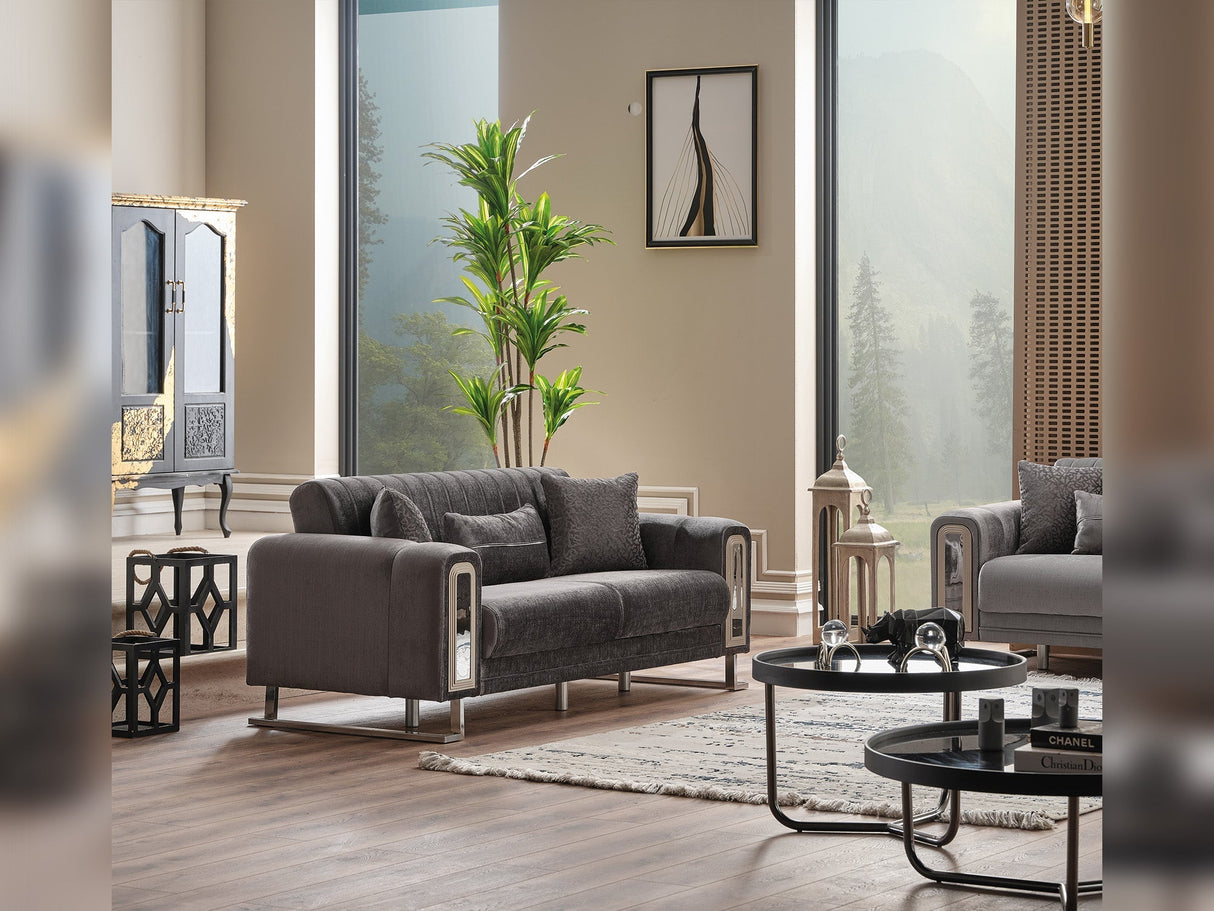 Lotus 3-pieces (Sofa & Loveseat & Chair) Livingroom Set in Grey by Furnia at Eve Furniture