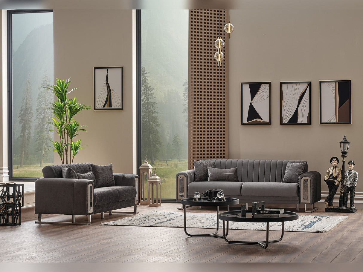 Lotus 3-pieces (Sofa & Loveseat & Chair) Livingroom Set in Grey by Furnia at Eve Furniture