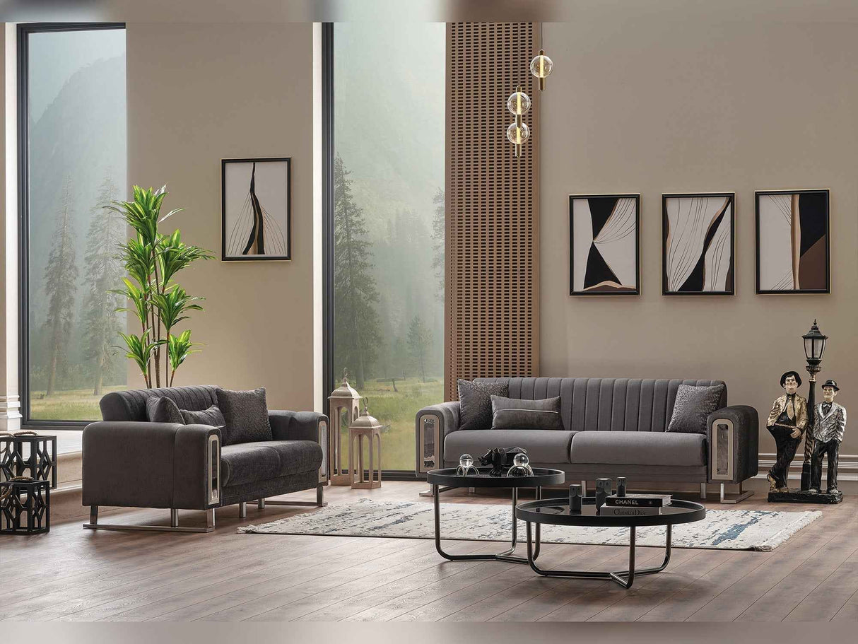 Lotus Convertible Loveseat Grey by Furnia at Eve Furniture