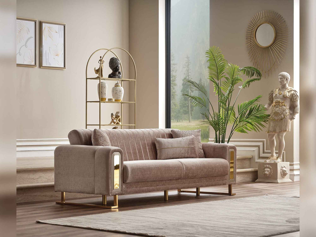 Lotus Cream Convertible Sofa by Furnia at Eve Furniture