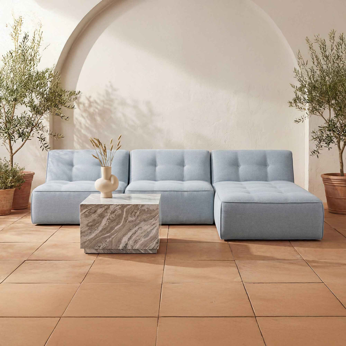 Lou Light Brown Outdoor Coffee Table by Moe's Home at Eve Furniture