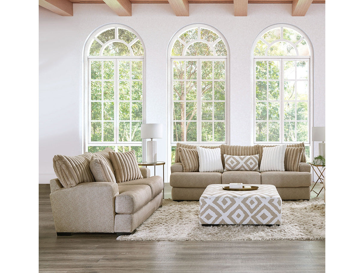 Loughlin Light Brown Sofa & Loveseat by Furniture of America at Eve Furniture