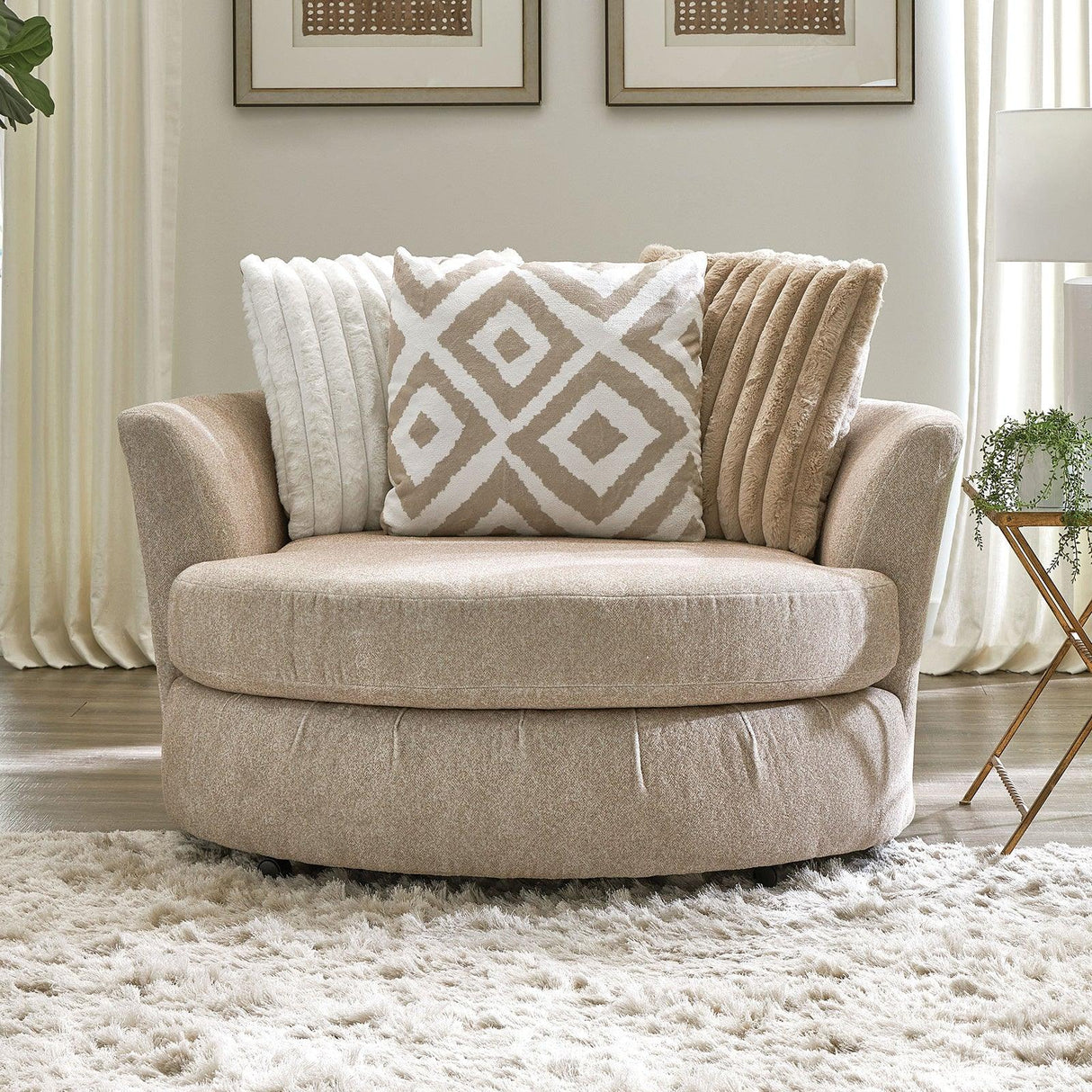 Loughlin Light Brown Swivel Chair by Furniture of America at Eve Furniture