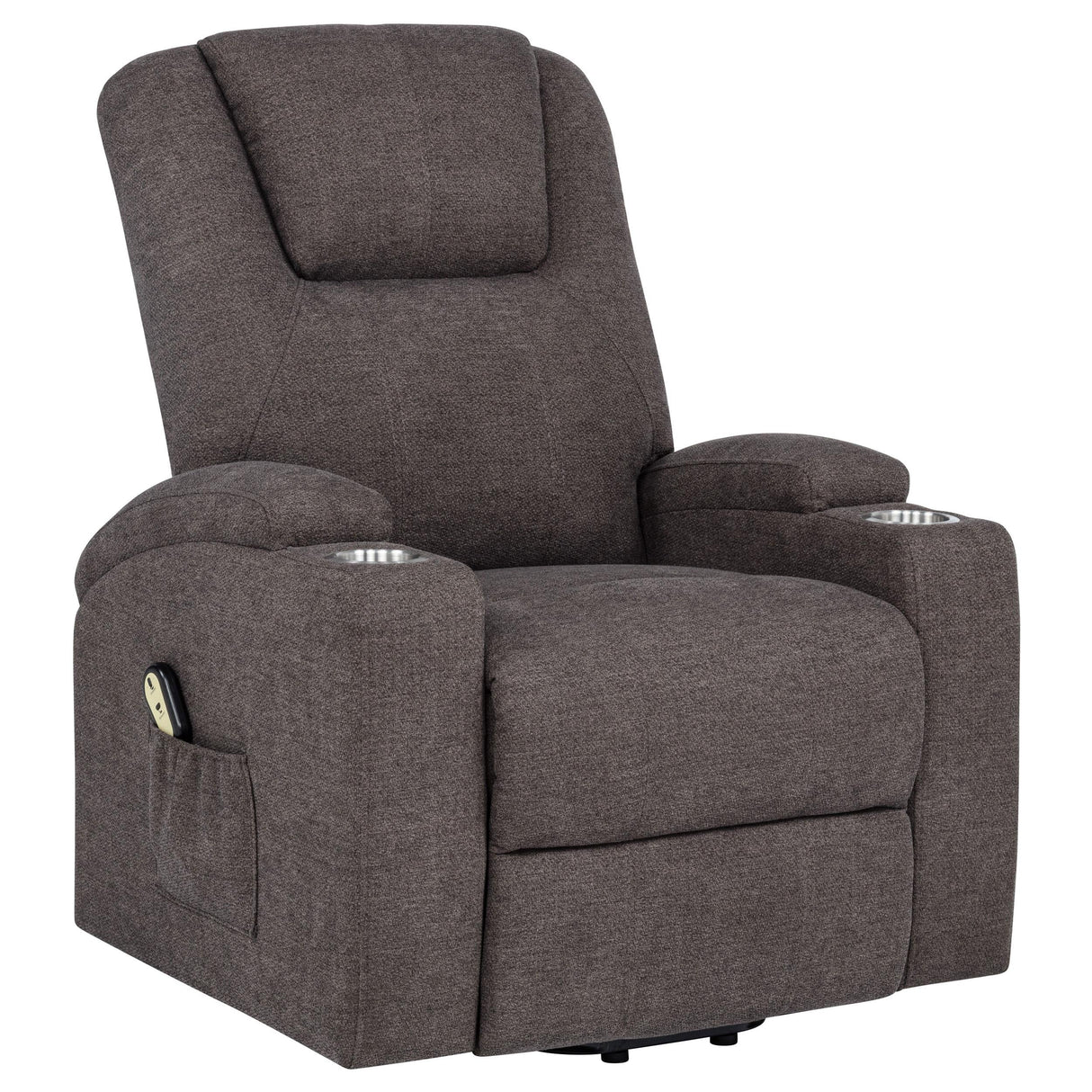 Louie Brown Chenille Upholstered Power Lift Massage Chair by Coaster at Eve Furniture