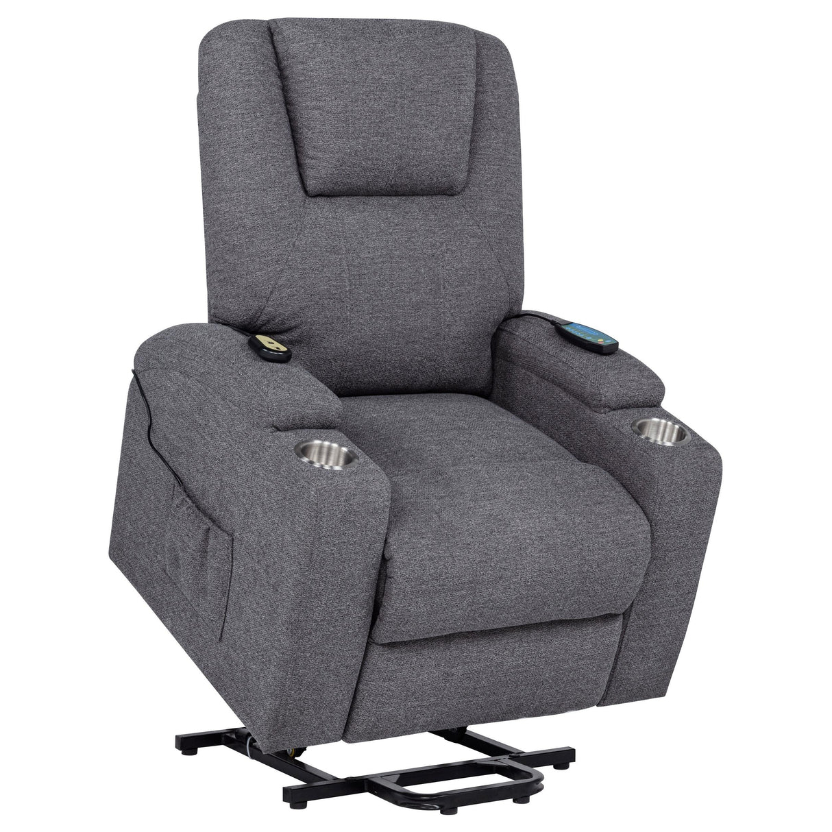 Louie Gray Chenille Upholstered Power Lift Massage Chair by Coaster at Eve Furniture