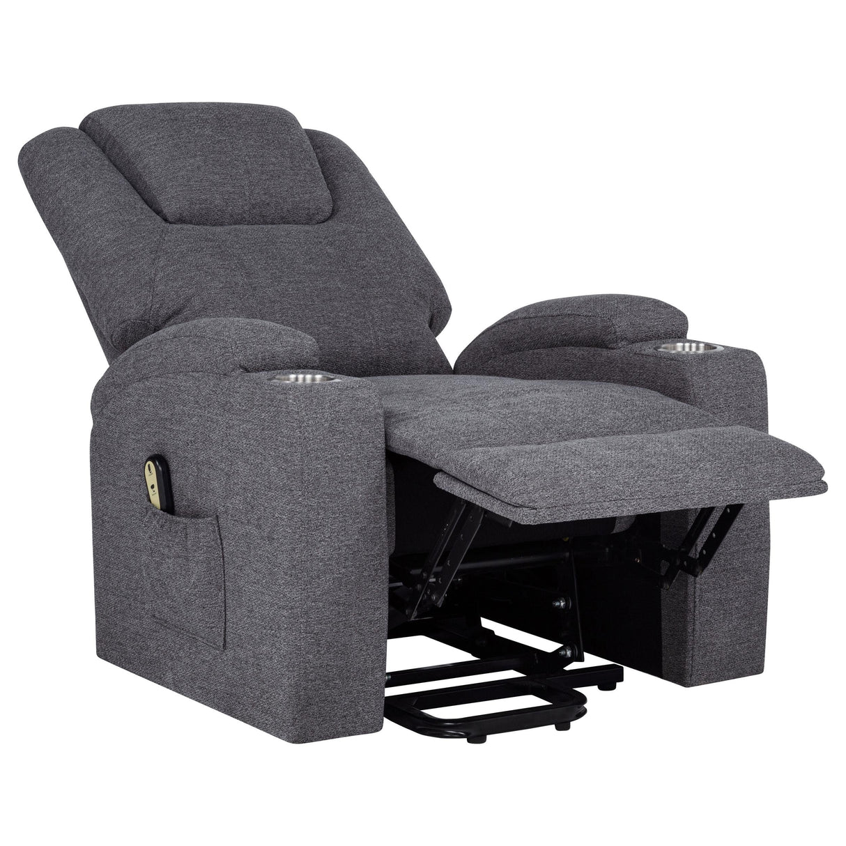 Louie Gray Chenille Upholstered Power Lift Massage Chair by Coaster at Eve Furniture
