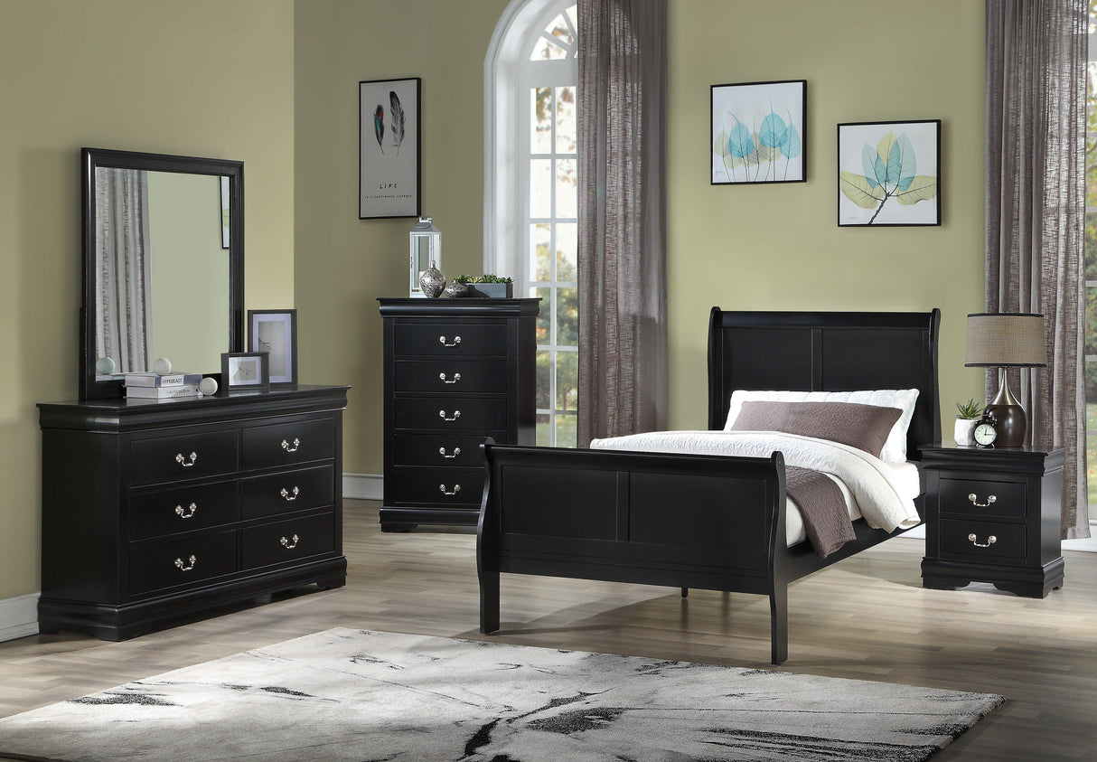 Louis Philip Black Twin Sleigh Bed by Crown Mark at Eve Furniture