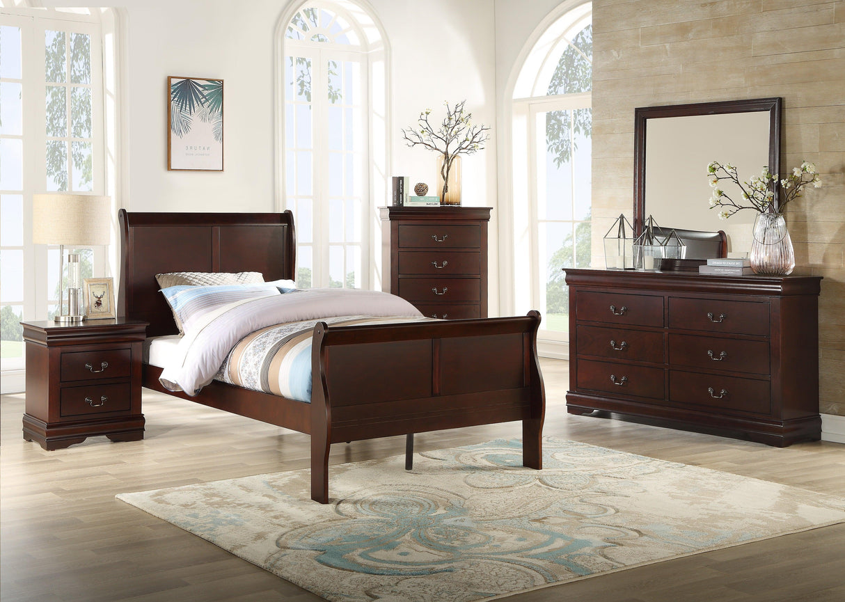 Louis Philip Cherry Sleigh Youth Bedroom Set by Crown Mark at Eve Furniture
