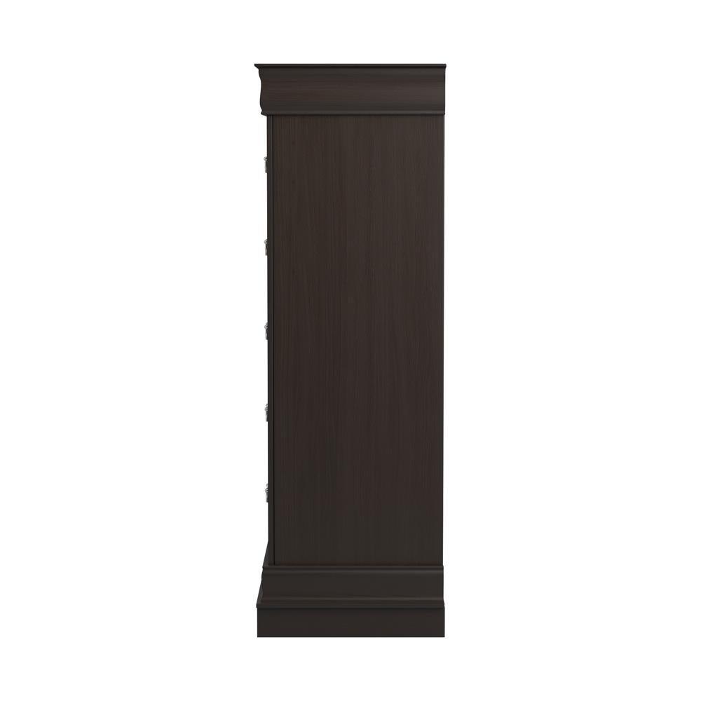 Louis Philippe Cappuccino 5-Drawer Chest with Silver Bails by Coaster at Eve Furniture