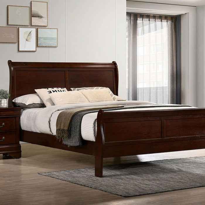 Louis Philippe Dark Cherry 5-Piece Queen Bedroom Set by Furniture of America at Eve Furniture