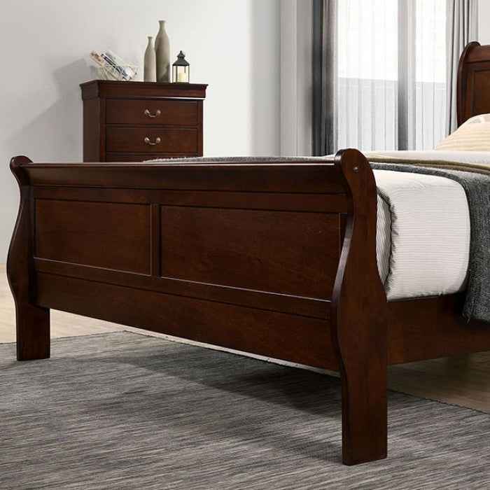 Louis Philippe Dark Cherry 5-Piece Queen Bedroom Set by Furniture of America at Eve Furniture
