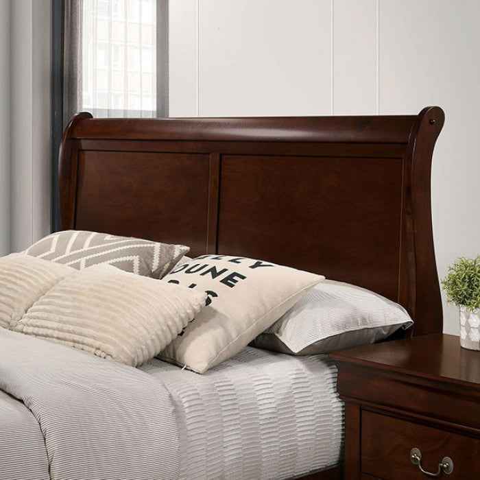Louis Philippe Dark Cherry 5-Piece Queen Bedroom Set by Furniture of America at Eve Furniture