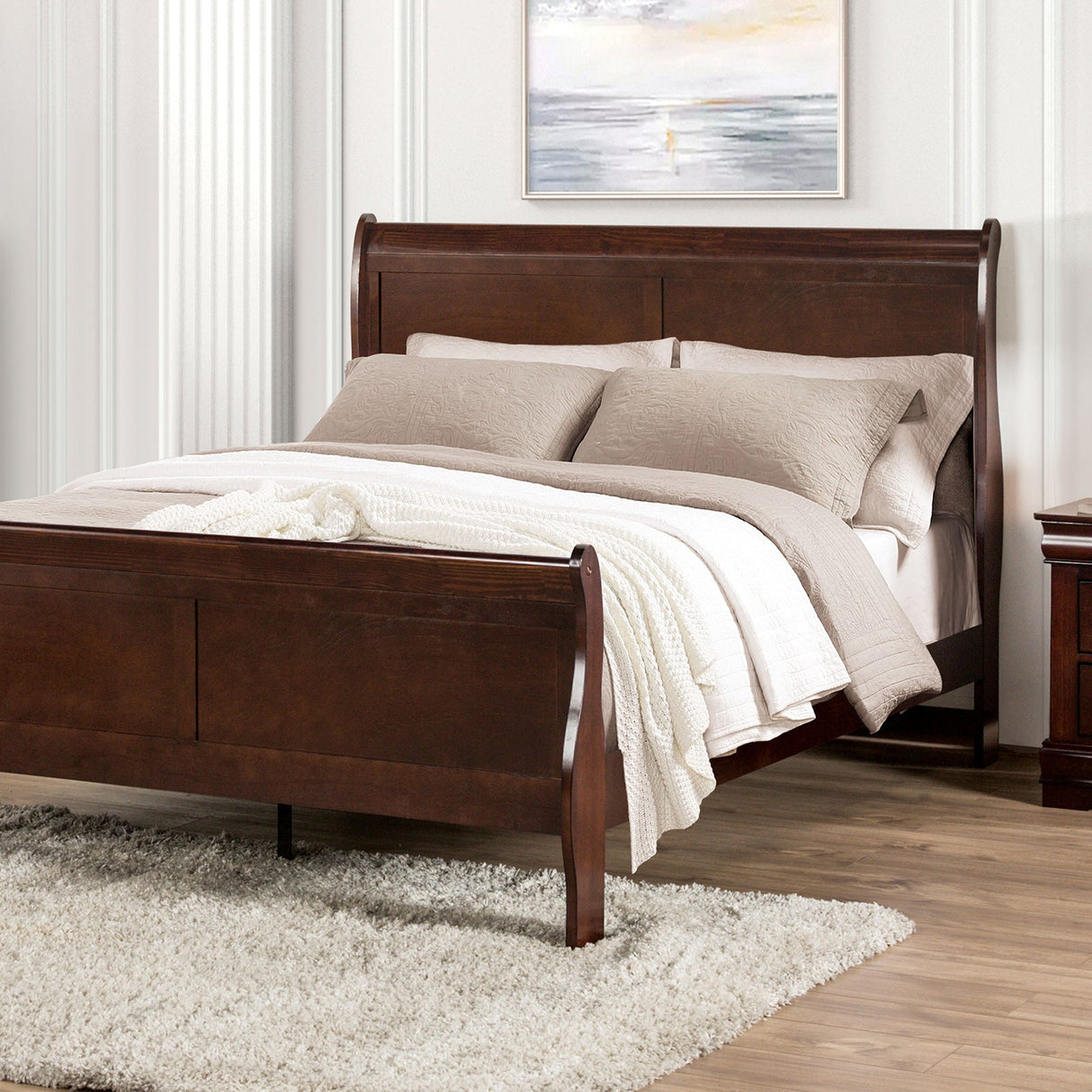 Louis Philippe Dark Cherry Full Bed by Furniture of America at Eve Furniture