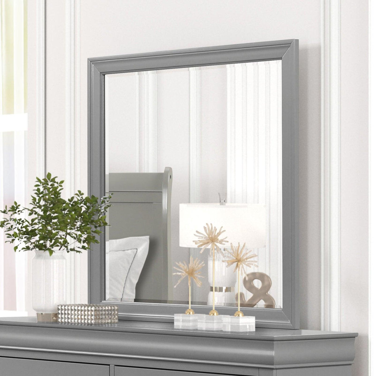 Louis Philippe Gray Mirror by Furniture of America at Eve Furniture