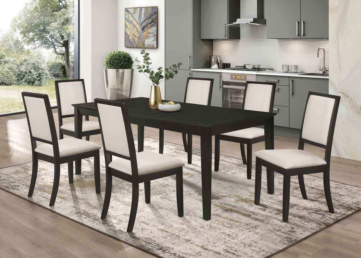 Louise Black Rectangular Dining Table with Extension Leaf by Coaster at Eve Furniture