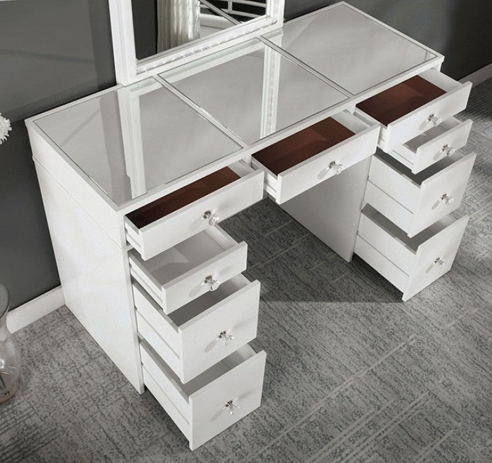 Louise White Vanity W/ Stool by Furniture of America at Eve Furniture