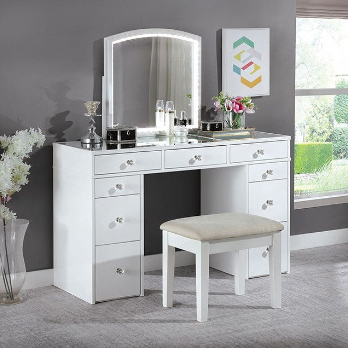 Louise White Vanity W/ Stool by Furniture of America at Eve Furniture
