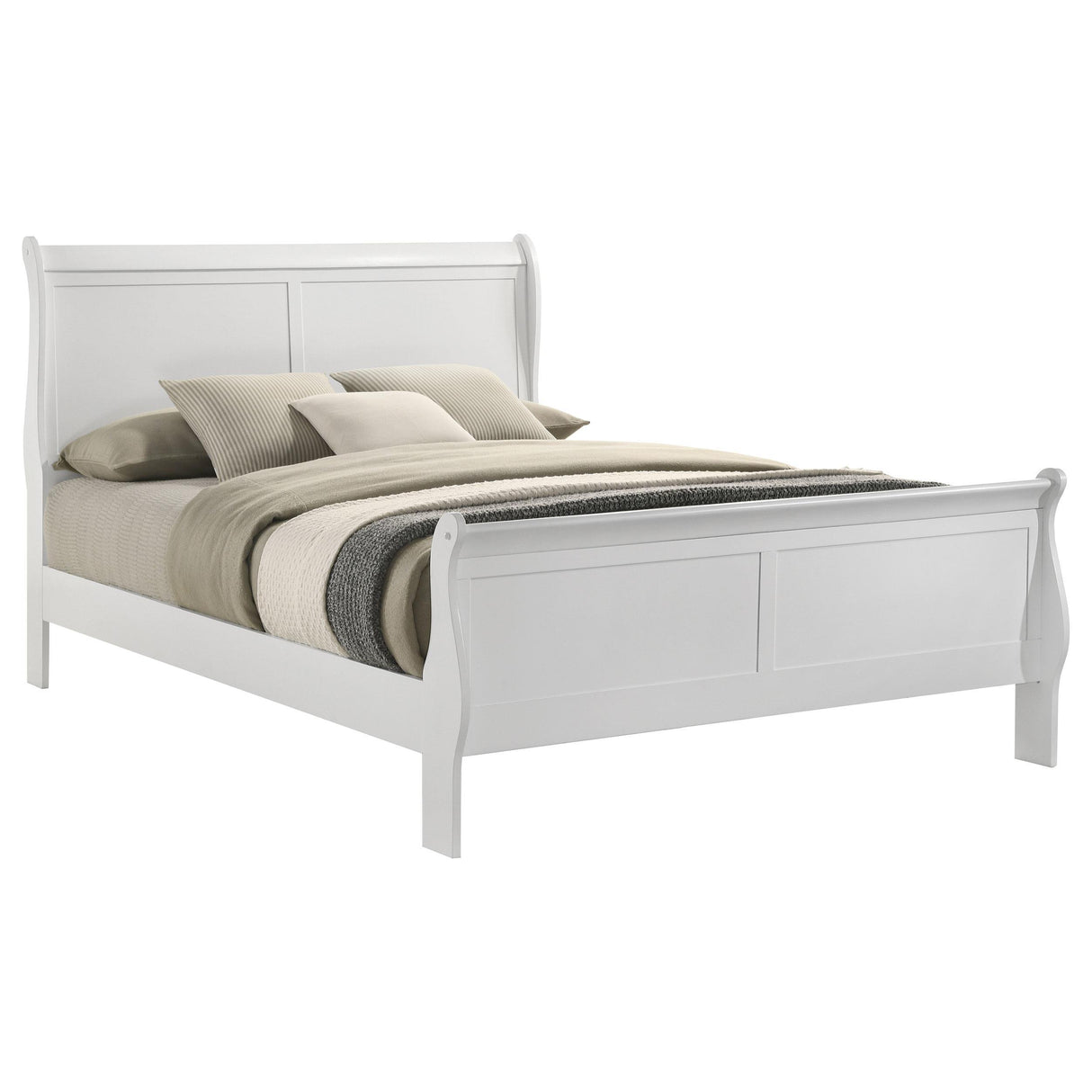 Louis Philippe White 47-inch Queen Sleigh Panel Bed by Coaster at Eve Furniture