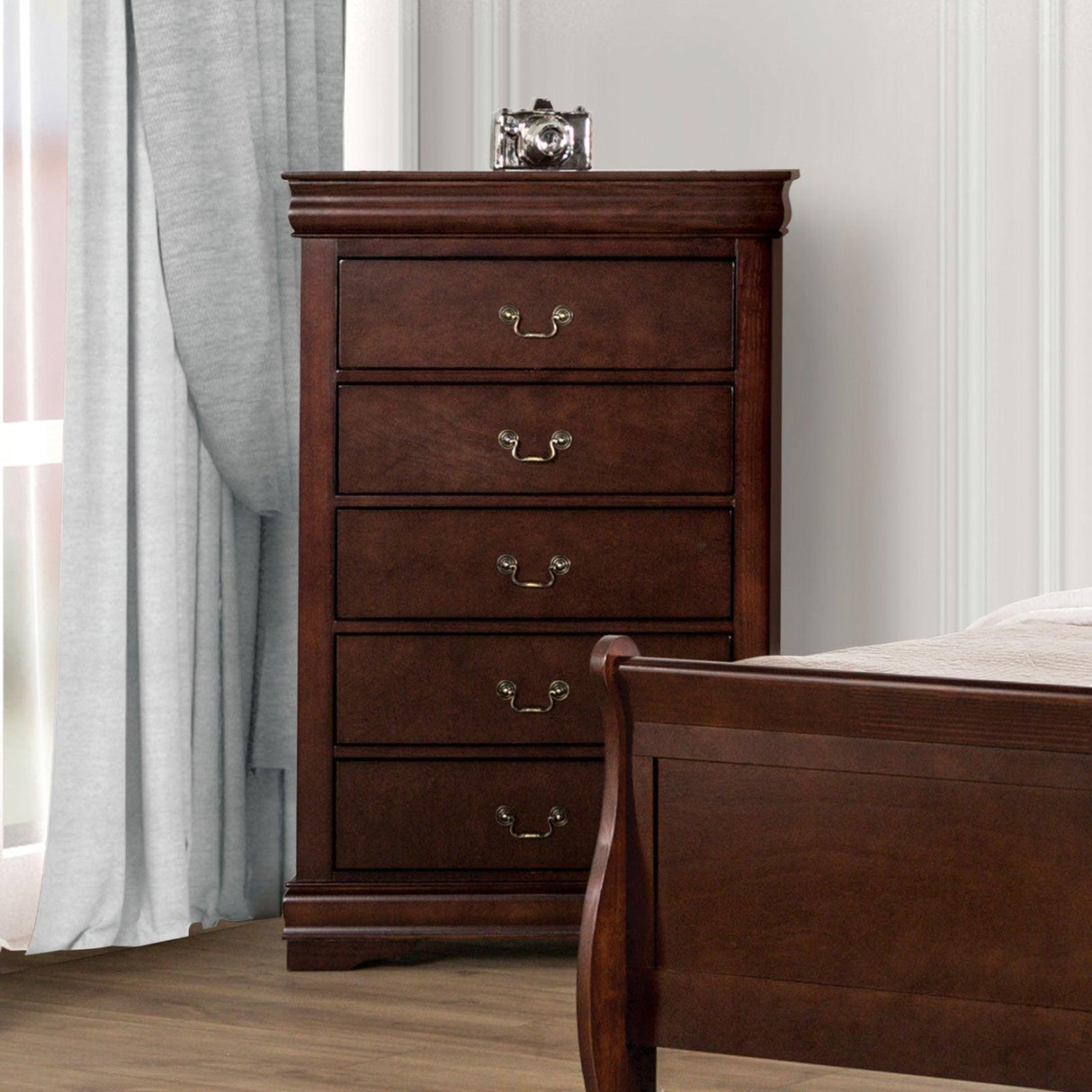 Louis Philippe Dark Cherry Chest by Furniture of America at Eve Furniture