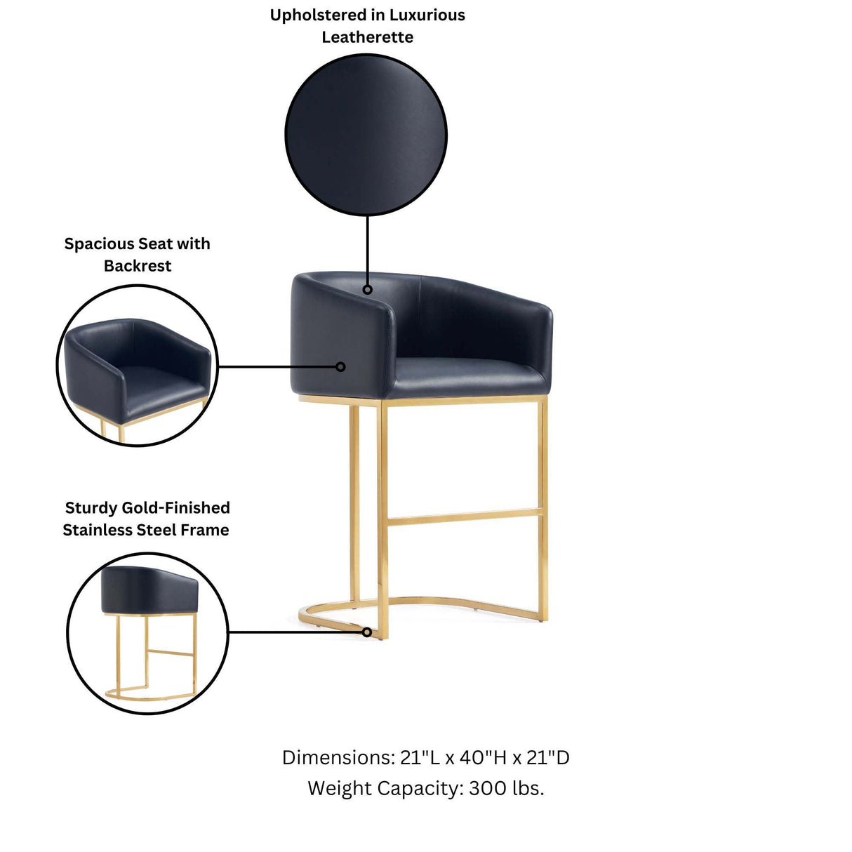 Louvre Barstool in Black by Manhattan Comfort at Eve Furniture
