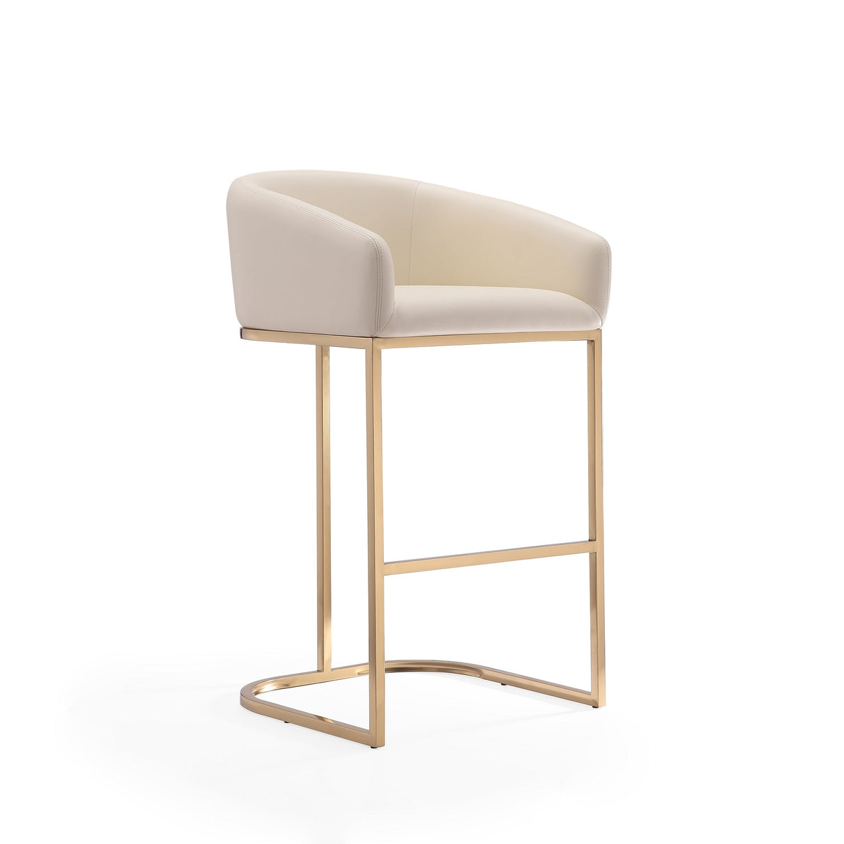 Louvre Barstool in Cream and Titanium Gold (set of 2) by Manhattan Comfort at Eve Furniture