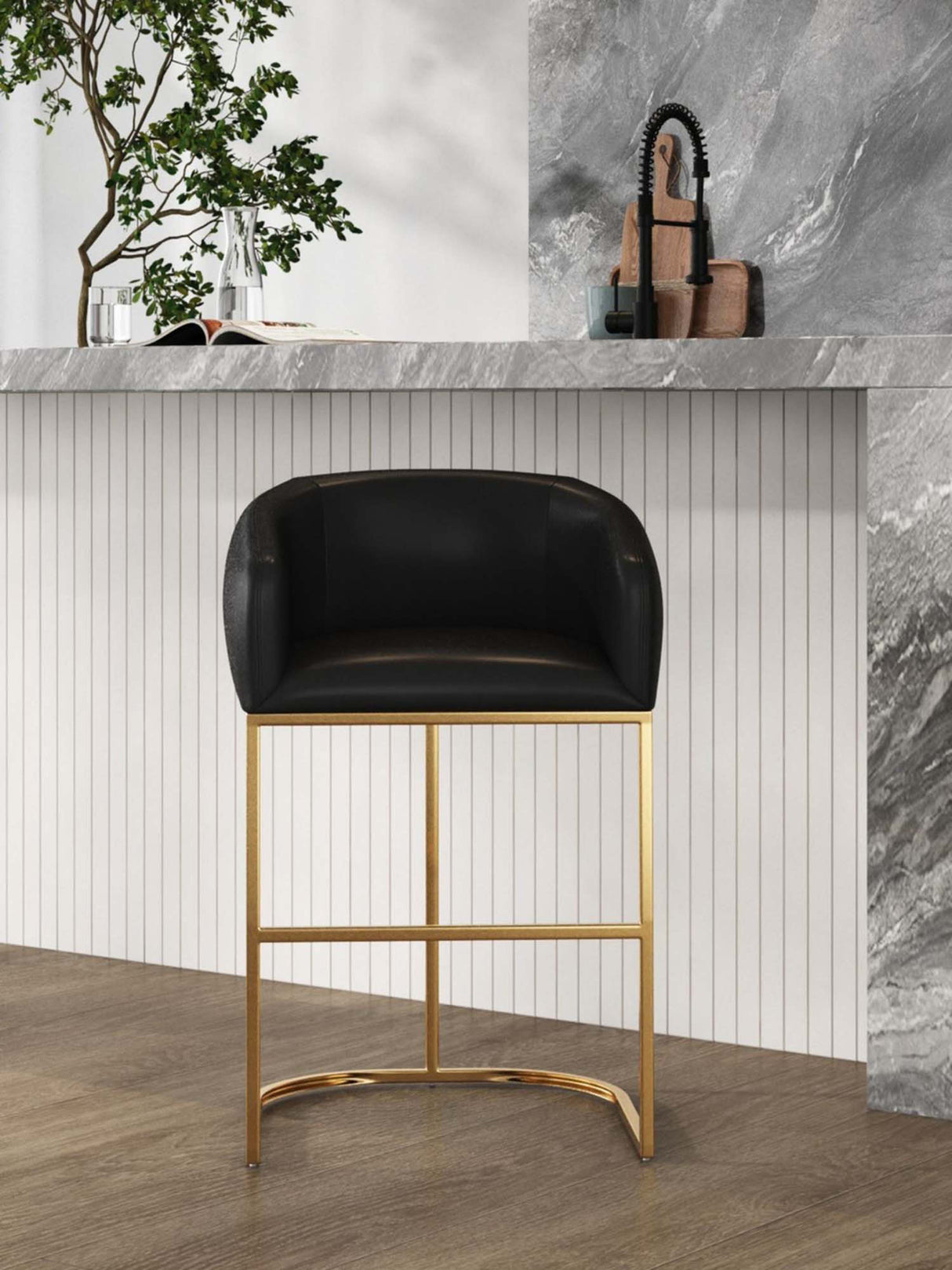 Louvre Counter Stool in Black by Manhattan Comfort at Eve Furniture