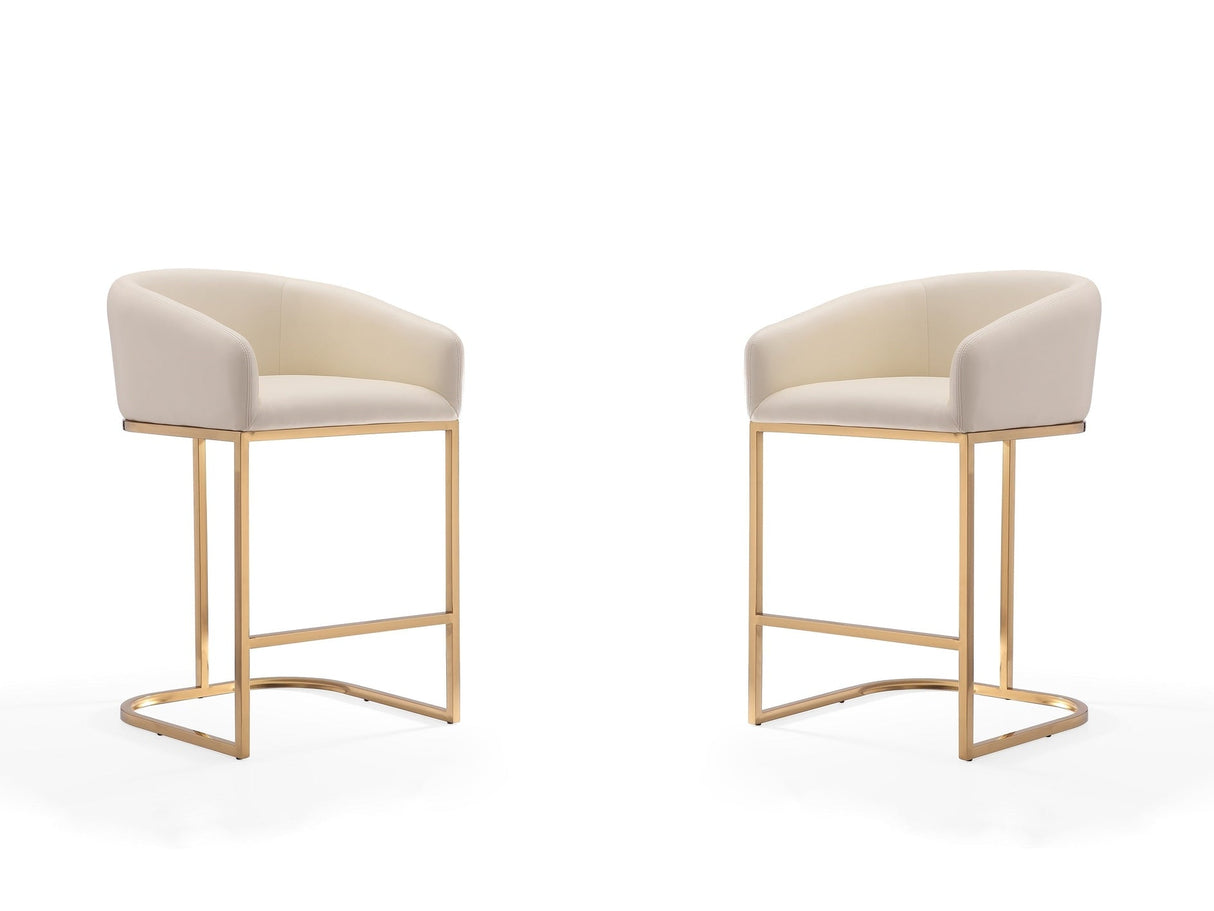 Louvre Counter Stool in Cream and Titanium Gold (set of 2) by Manhattan Comfort at Eve Furniture