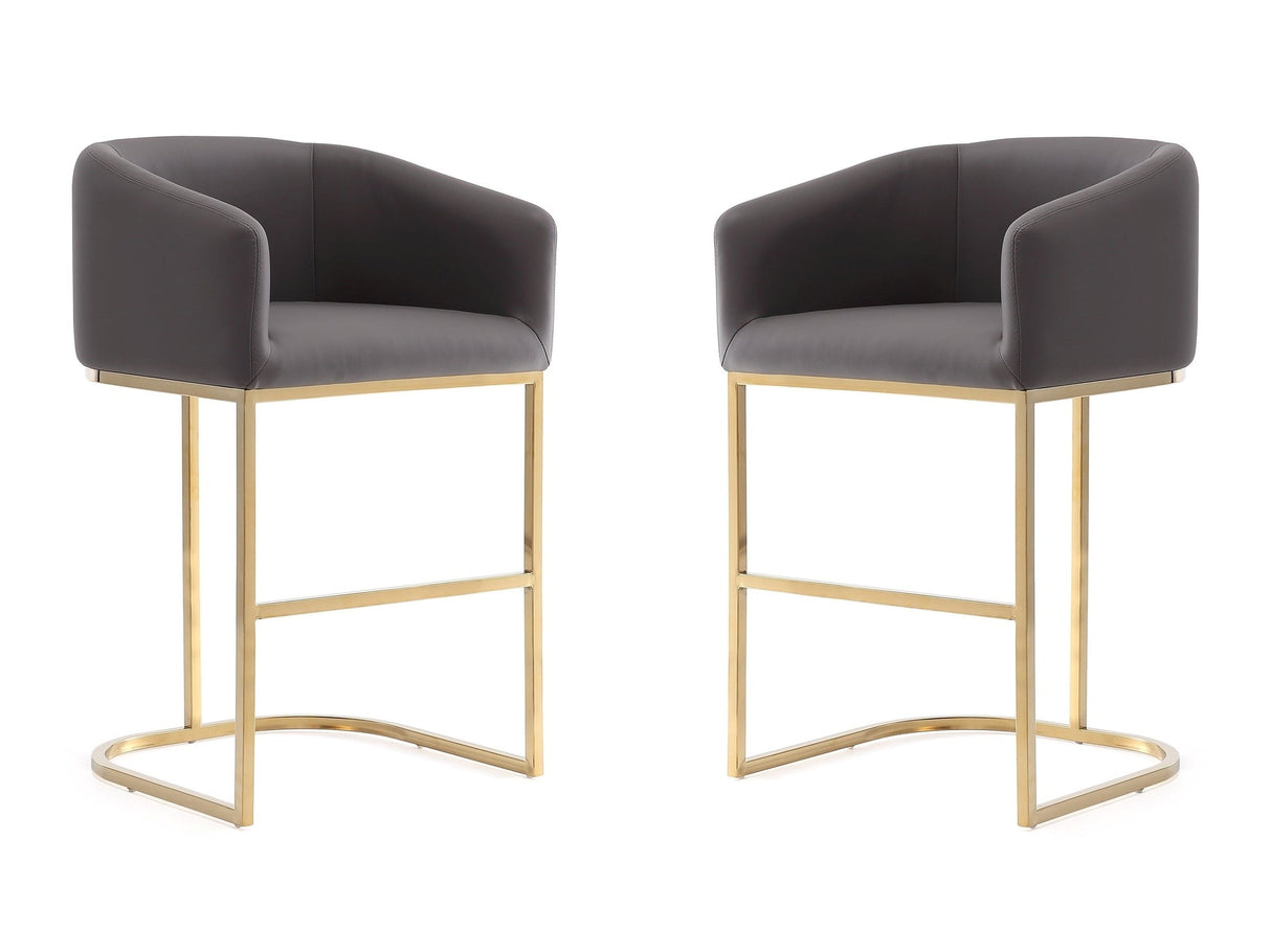 Louvre Counter Stool in Grey and Titanium Gold (set of 2) by Manhattan Comfort at Eve Furniture