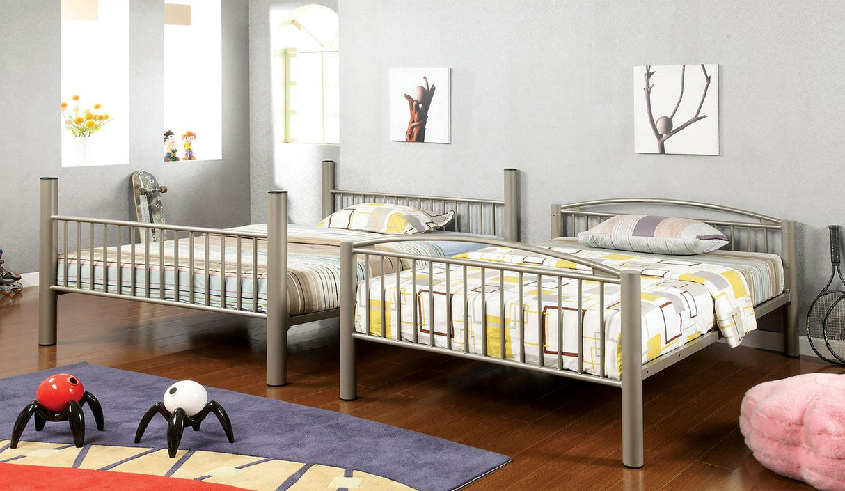 Lovia Metallic Gold Full/Full Bunk Bed by Furniture of America at Eve Furniture