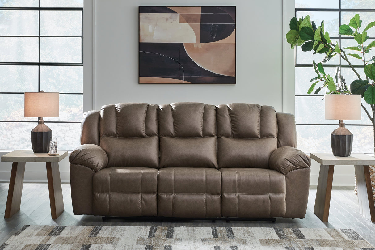 Lowilla Driftwood Reclining Sofa and Loveseat by Ashley at Eve Furniture