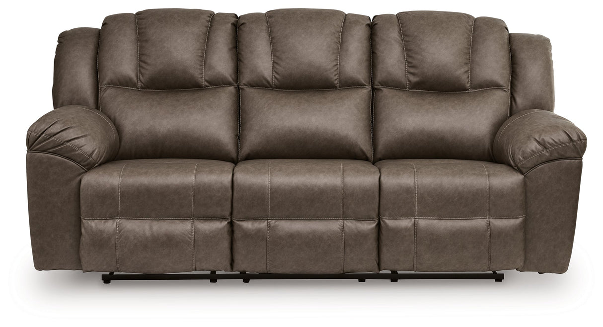 Lowilla Driftwood Reclining Sofa and Loveseat by Ashley at Eve Furniture