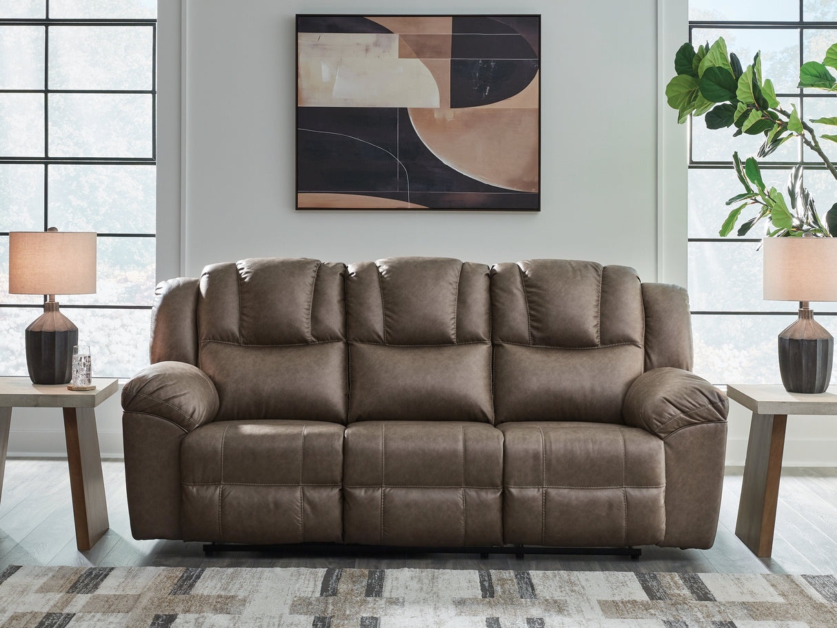 Lowilla Driftwood Reclining Sofa by Ashley at Eve Furniture
