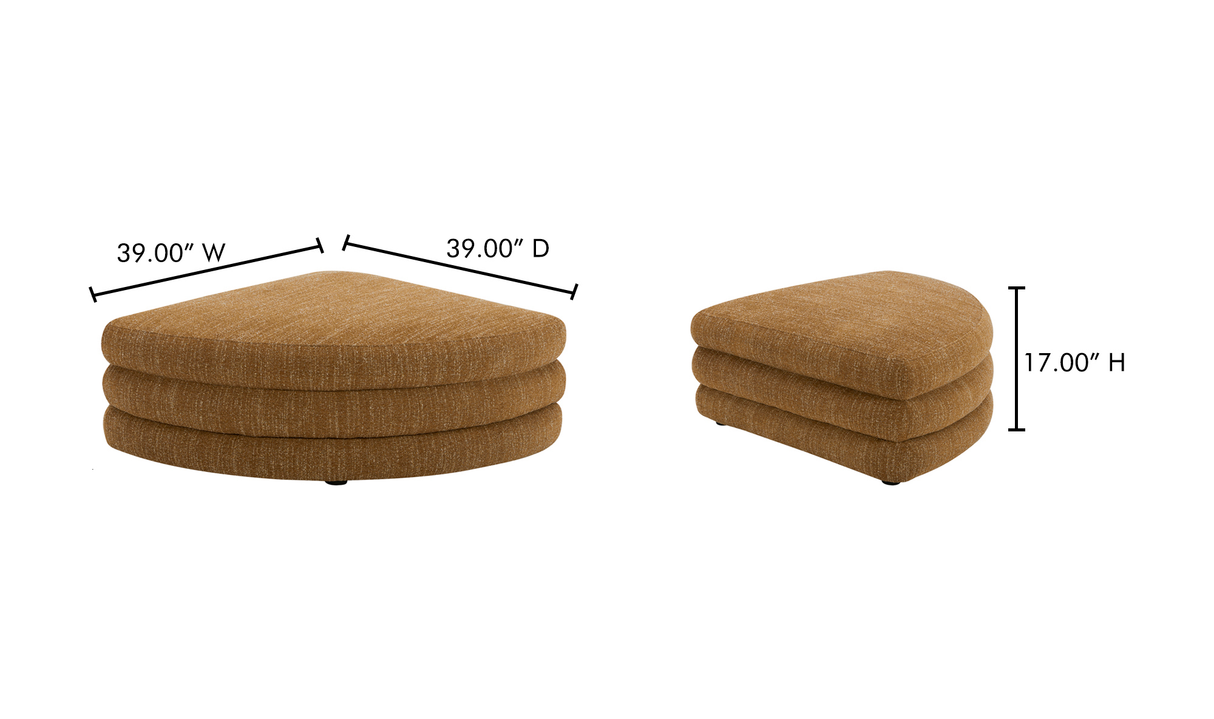 Lowtide Curved Ottoman Amber Glow by Moe's Home at Eve Furniture