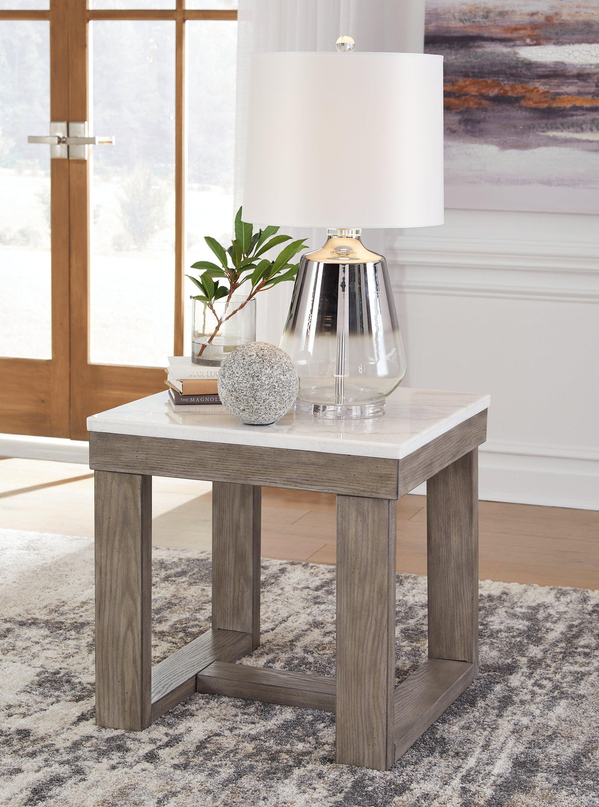 Loyaska Brown/Ivory End Table by Ashley at Eve Furniture