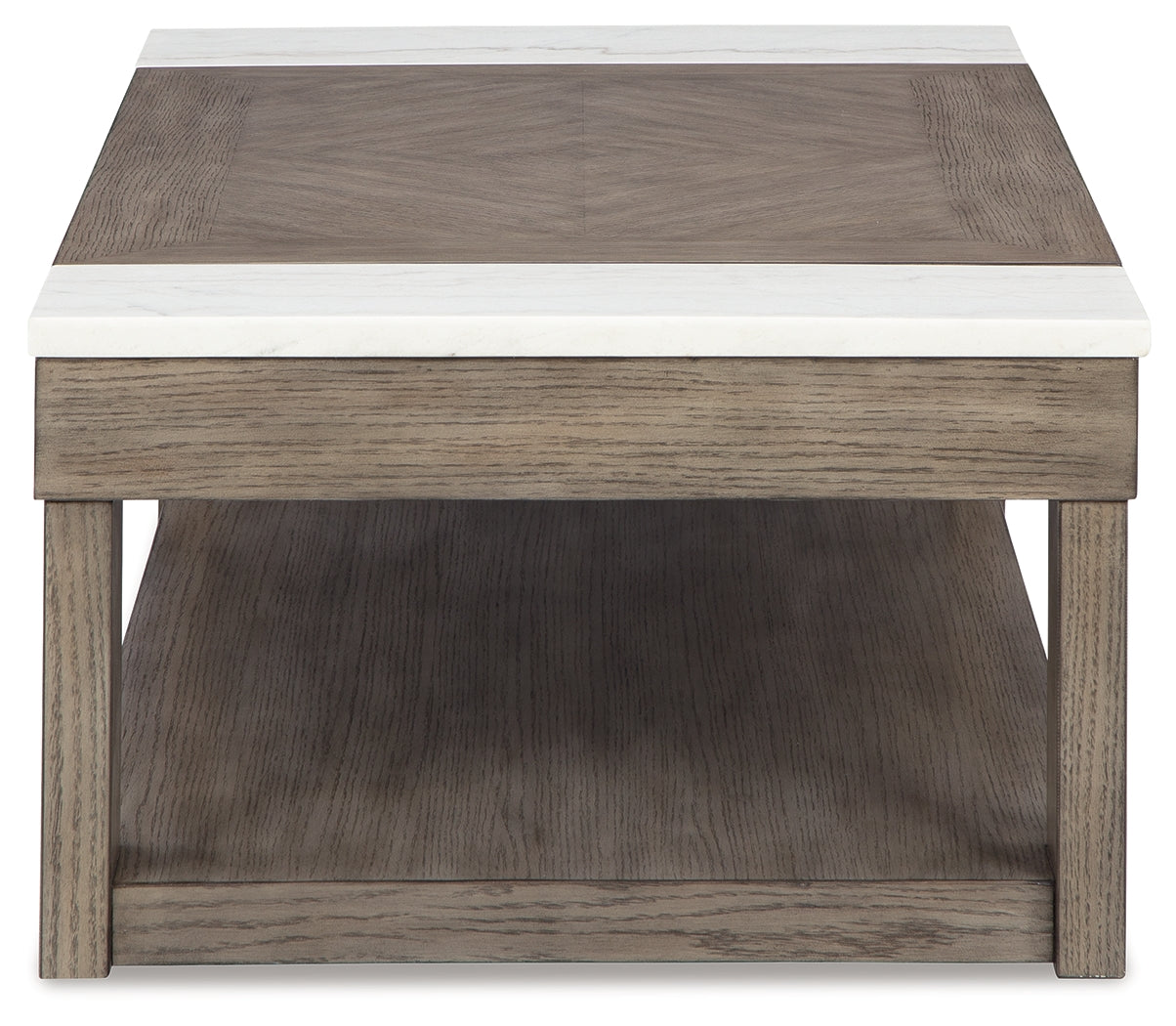 Loyaska Coffee Table with 2 End Tables in Grayish Brown/White by Ashley at Eve Furniture