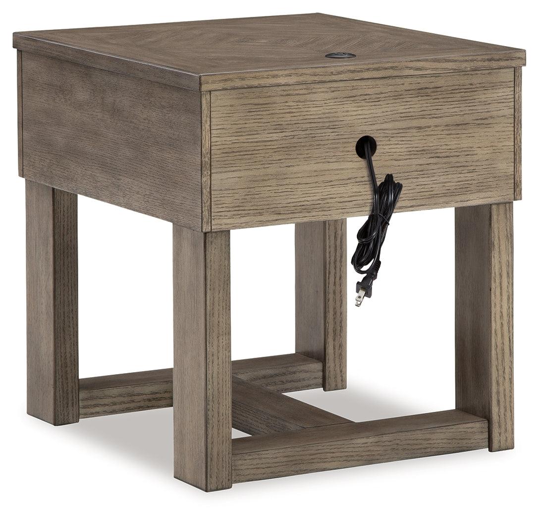 Loyaska Grayish Brown/White End Table by Ashley at Eve Furniture