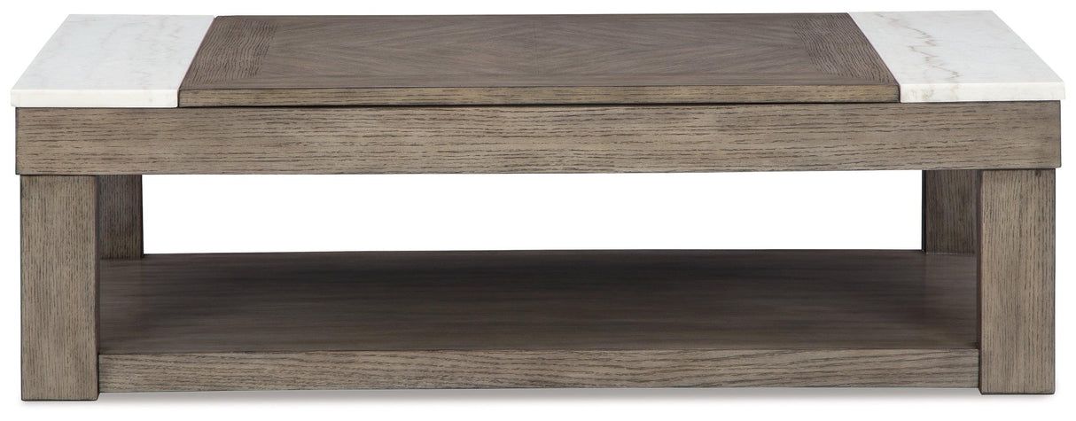Loyaska Grayish Brown/White Lift-Top Coffee Table by Ashley at Eve Furniture