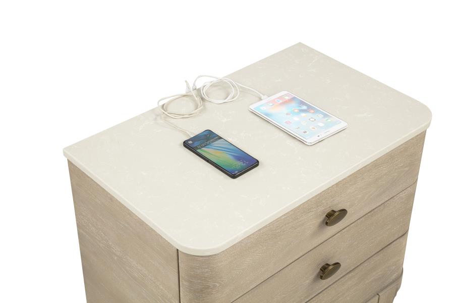 Lucaire Sandstone 3-drawer Nightstand Bedside Table