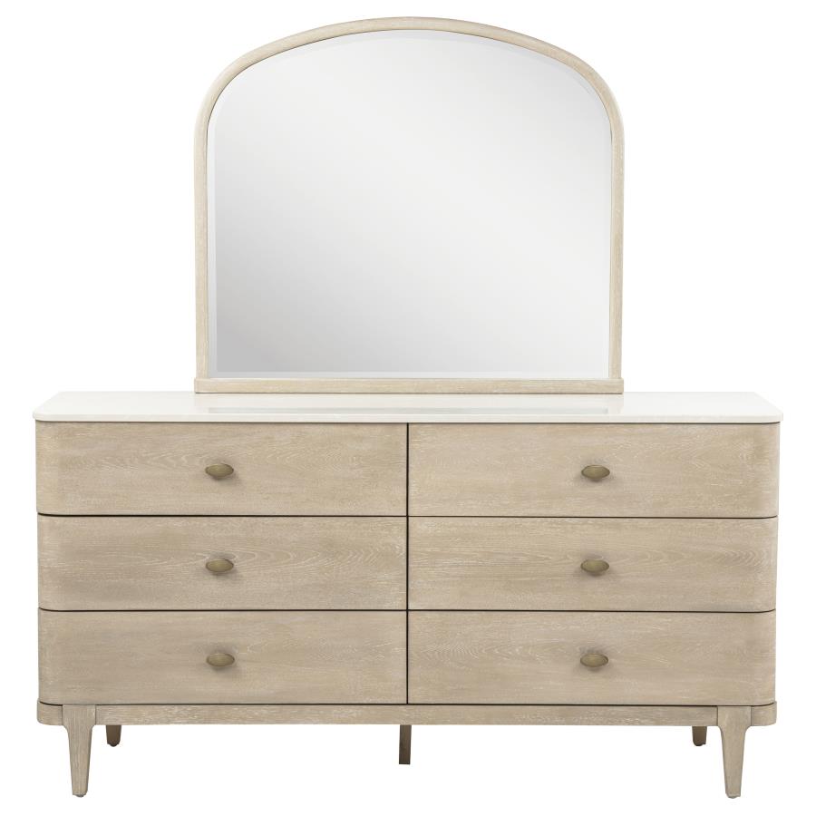 Lucaire Sandstone 6-drawer Dresser Cabinet with Mirror