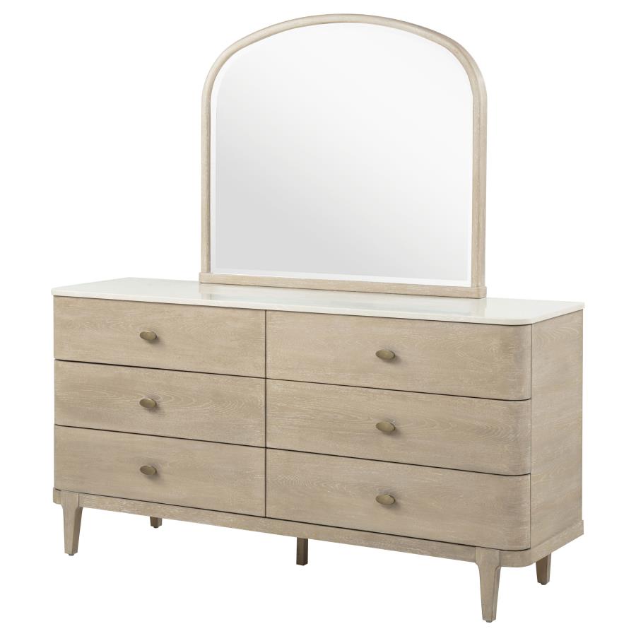 Lucaire Sandstone 6-drawer Dresser Cabinet with Mirror