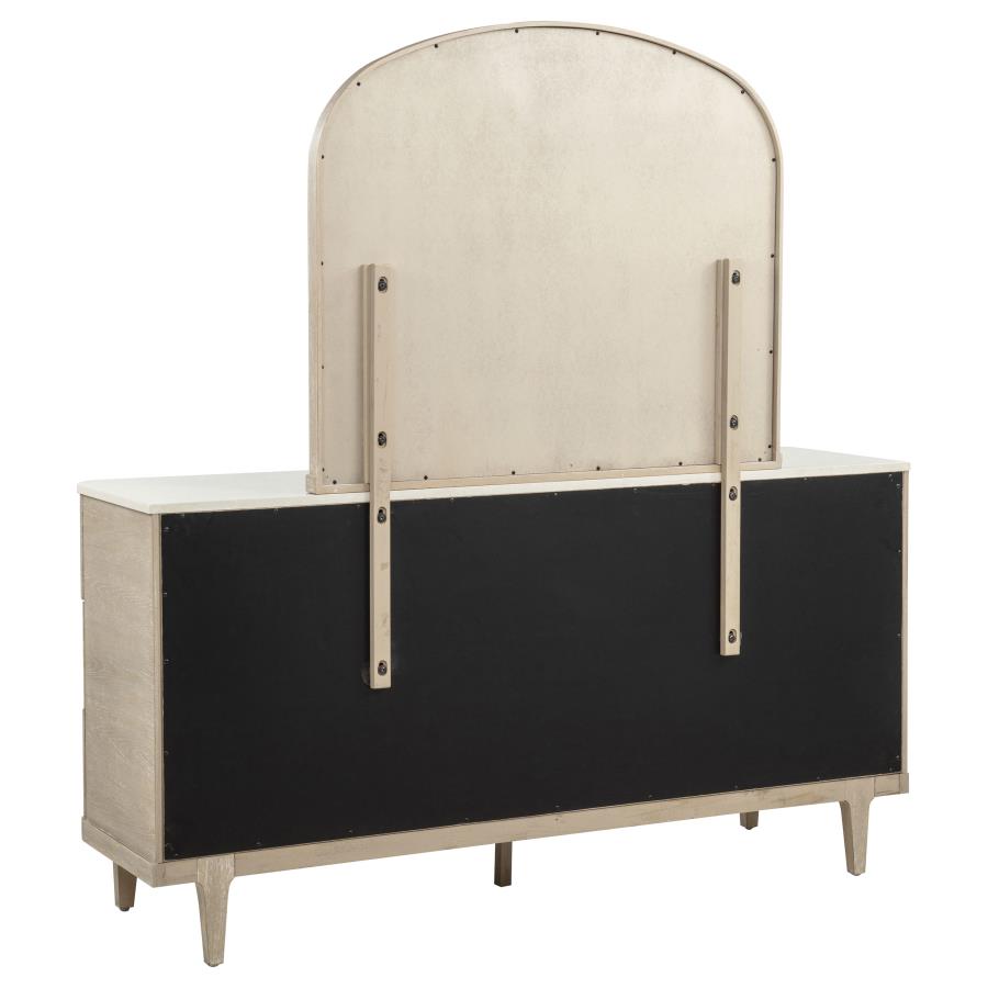 Lucaire Sandstone 6-drawer Dresser Cabinet with Mirror