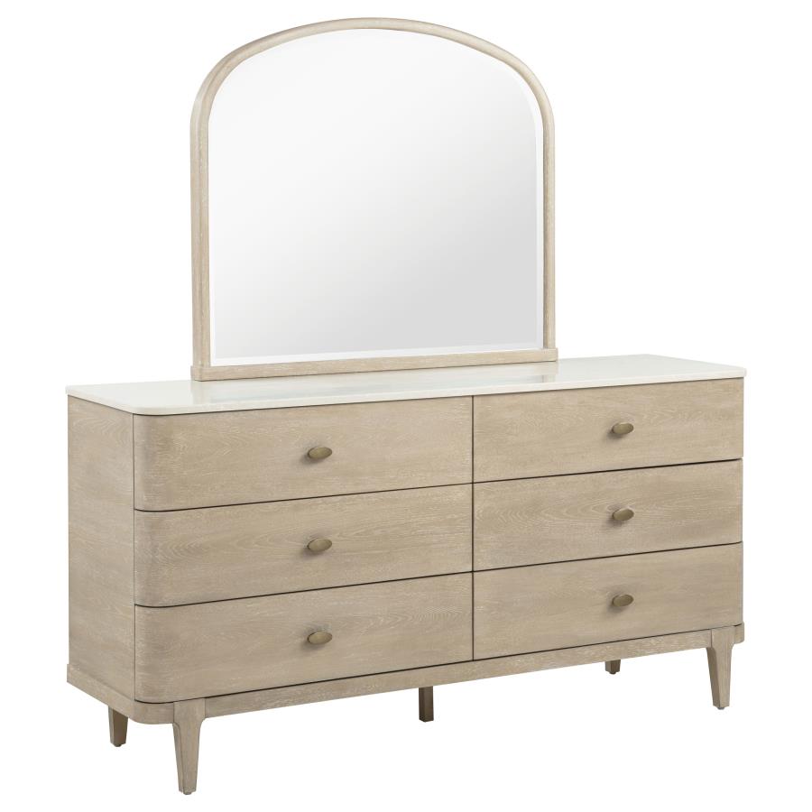 Lucaire Sandstone 6-drawer Dresser Cabinet with Mirror