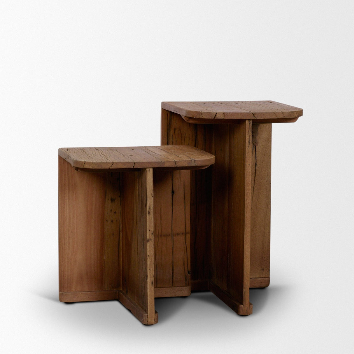 Lucan Mid-Dark Brown Reclaimed Wood Side Tables by Mercana at Eve Furniture
