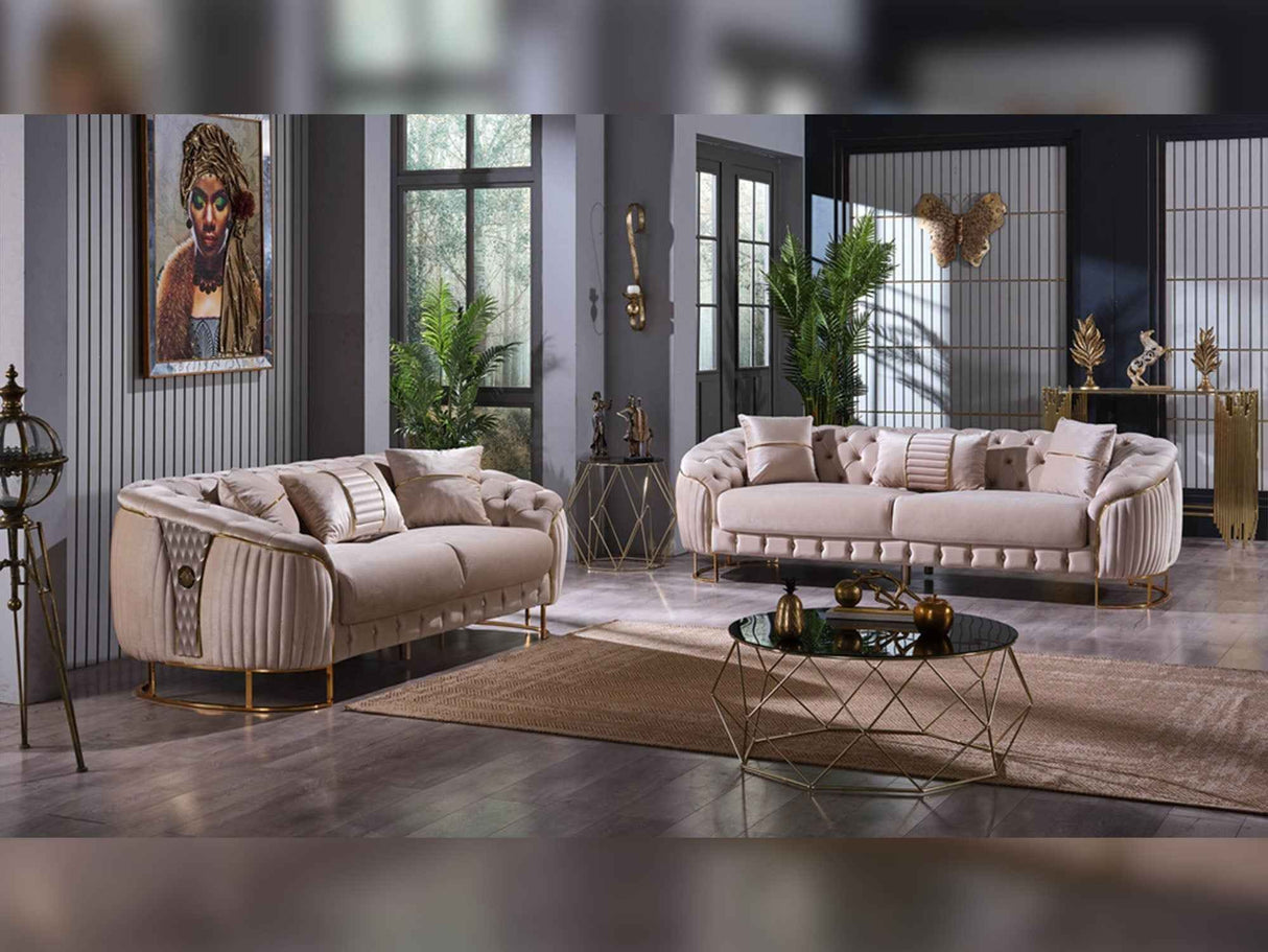 Lucas Beige Stationary Loveseat by Furnia at Eve Furniture