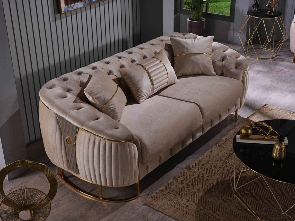 Lucas Beige Stationary Loveseat by Furnia at Eve Furniture